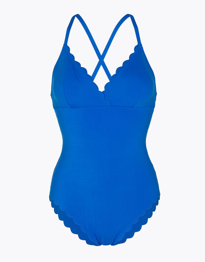 Costume intero senza ferretto Scallop in microfibra, blu elettrico, , LOVABLE